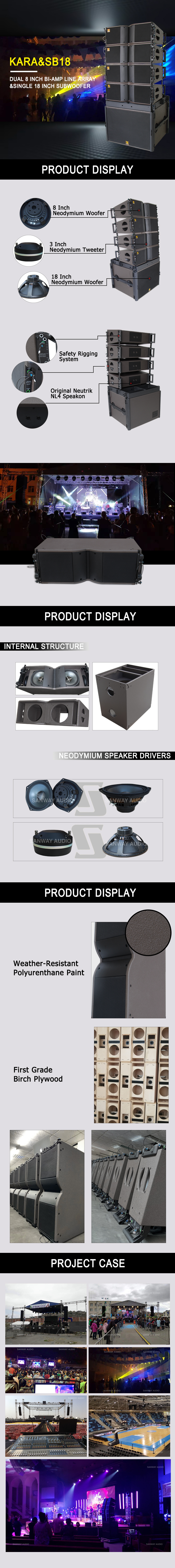 Kara line array and SB18 subwoofer details